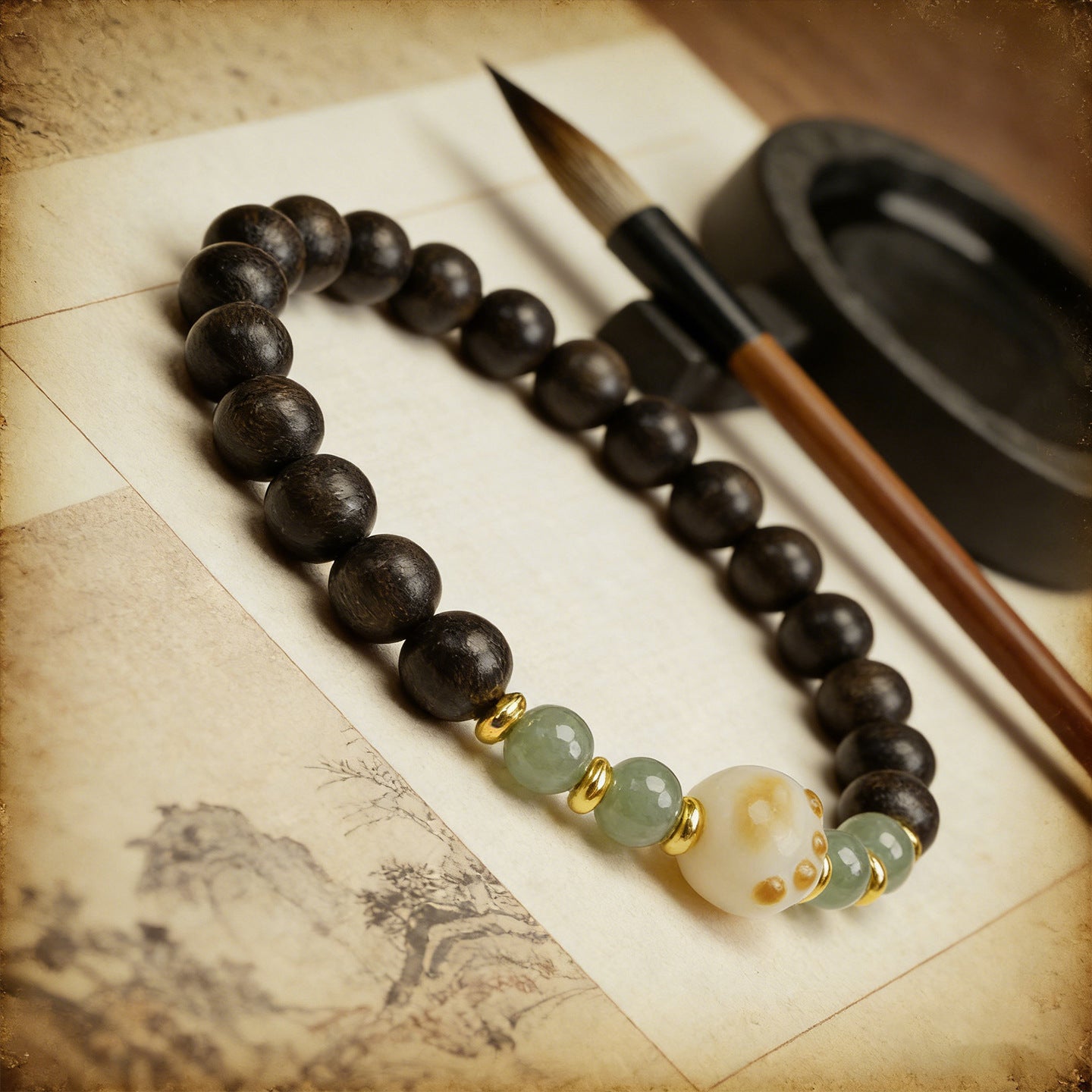Women's Chacate Eaglewood Single Circle Cat's Paw Bodhi Vintage Buddha Beads Bracelets
