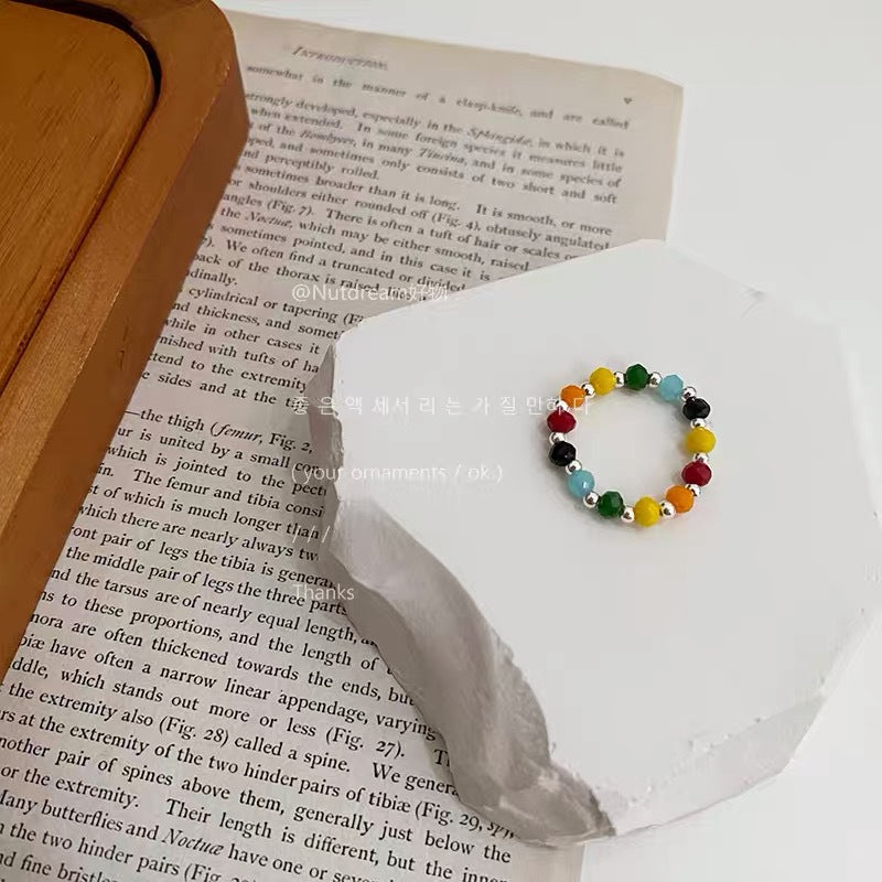 Beaded Female Rainbow Smiley Face Love Heart Simplicity Rings