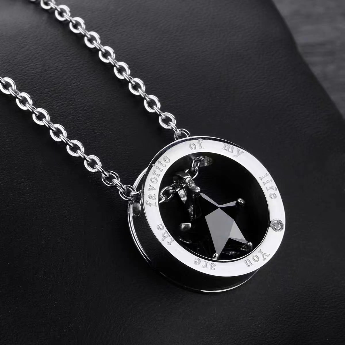 Women's & Men's Couple Memorial Titanium Steel Minimalist Hip Hop Trendy One Necklace