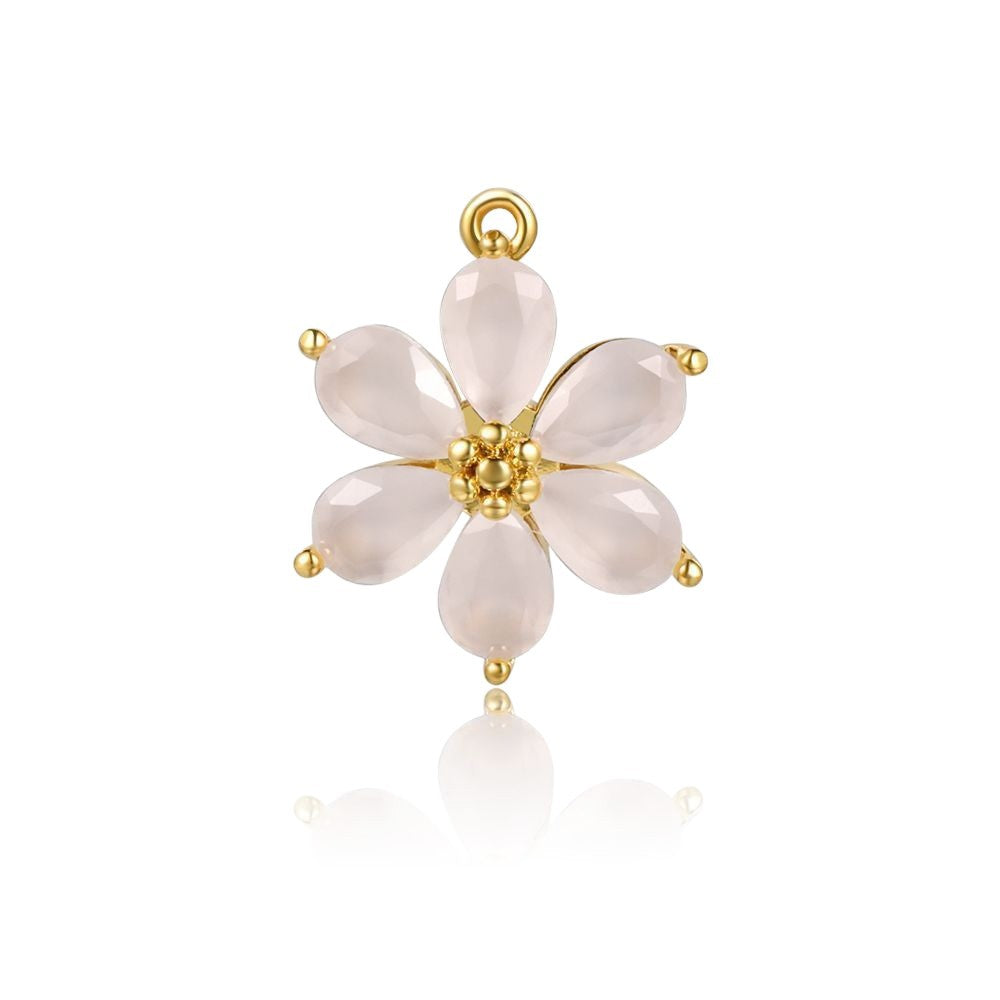 Flower Gold Protection Color Zirconium Copper Parts Earrings