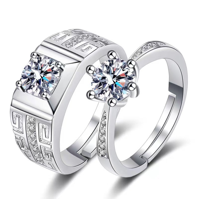 Women's & Men's Moissanite Zircon Engagement For Couple Classic Rings