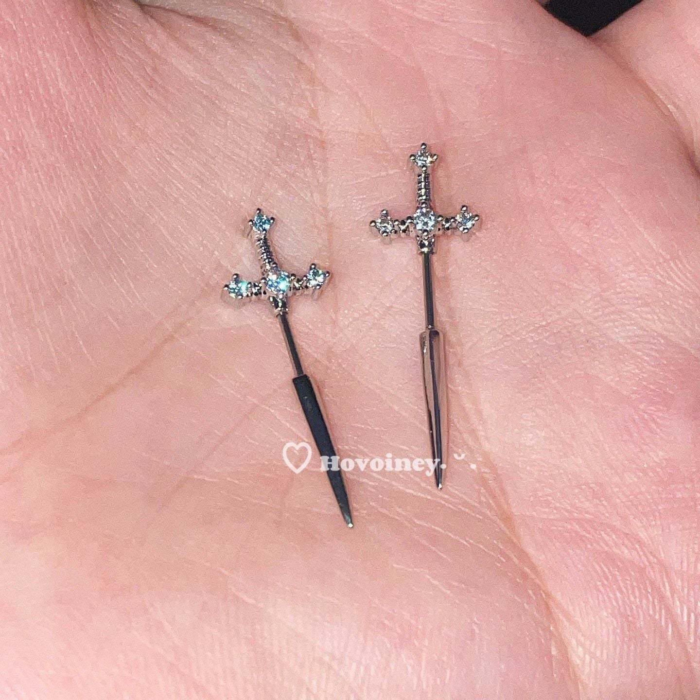 Sword Devil Nail Thin Rod Personality Sweet Cool Ear Wheel Stud Earrings