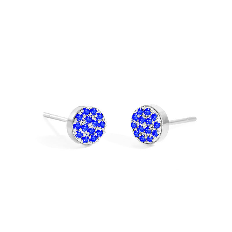Women's Stainless Steel Petite Round Full Diamond Gold Earrings