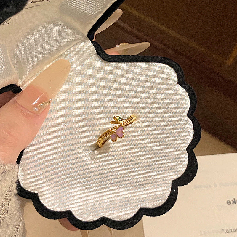 Female Light Luxury Minority Quiet Butterfly Ring
