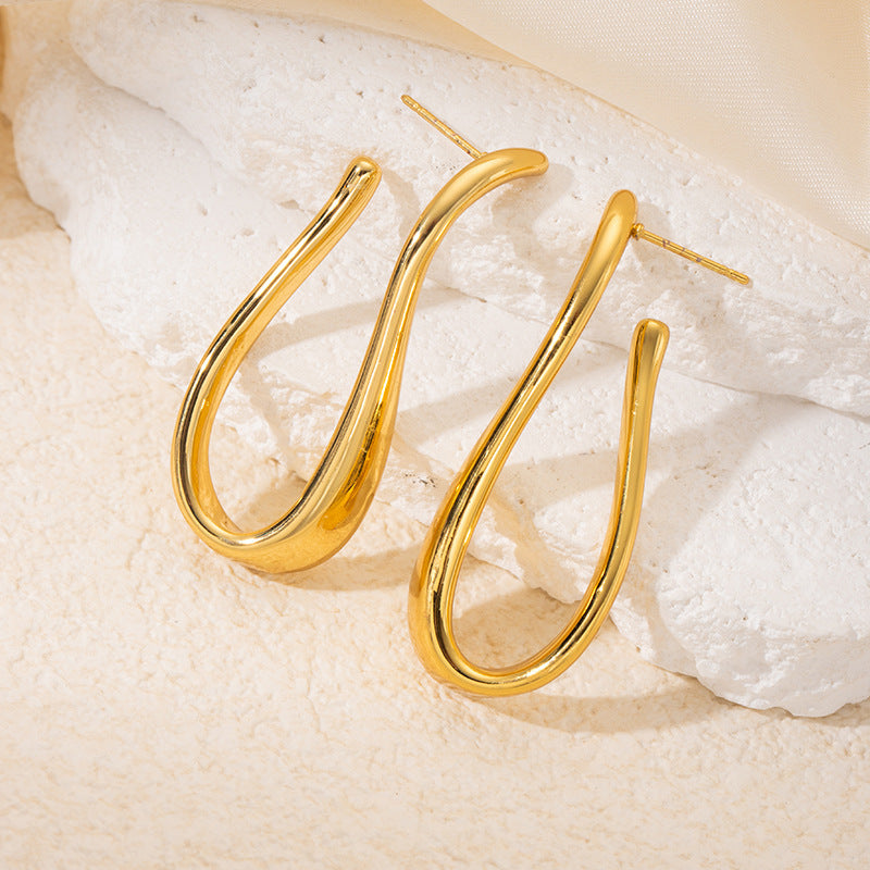 Geometric Ear Titanium Steel No Fading Exaggerated High-grade Light Luxury Earrings