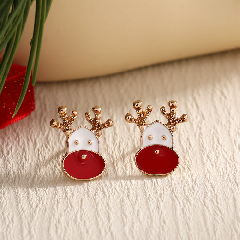 Fashion Elk Tree Snowflake Rhinestone Personalized Stud Earrings