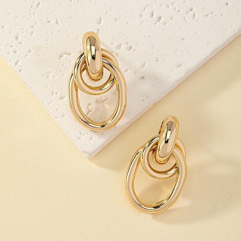 Fashion Geometry Pattern Round Female Unique Design Simple Rings