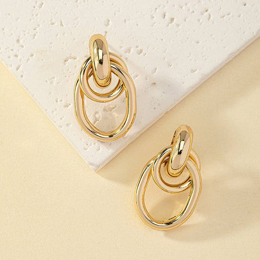 Fashion Geometry Pattern Round Female Unique Design Simple Rings