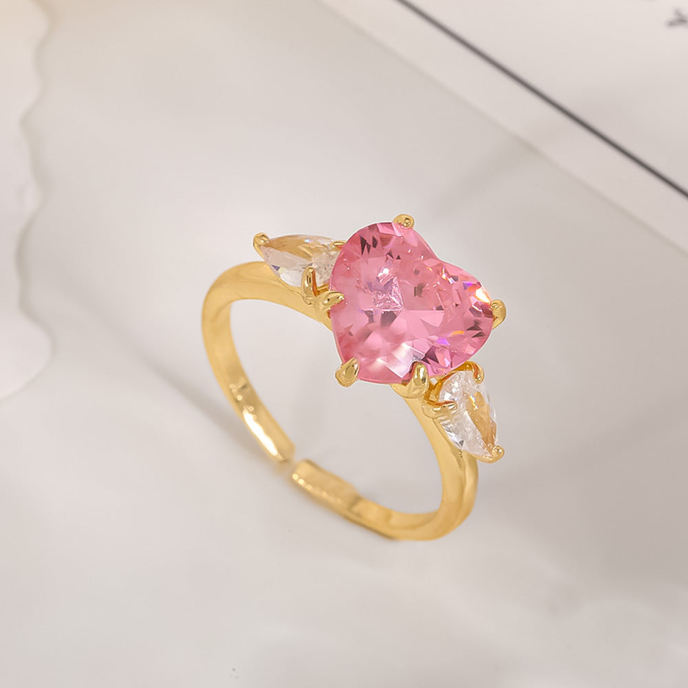 Women's Open-end Zircon Fashionable Classy Simple Cold Feeling Goddess Rings