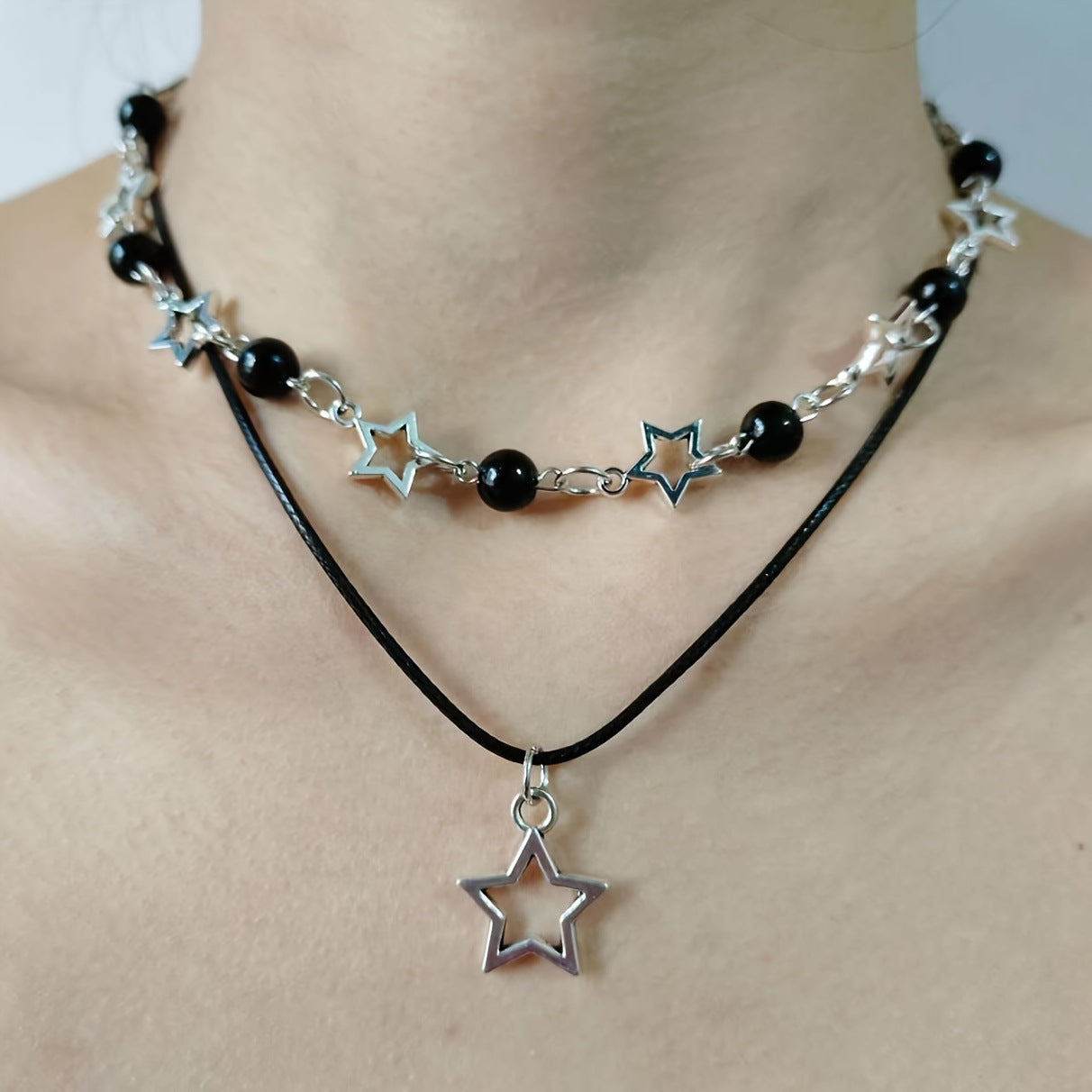 Fashion Punk Hollow Pentagram Bohemian Style High-grade Temperament Ball Necklaces
