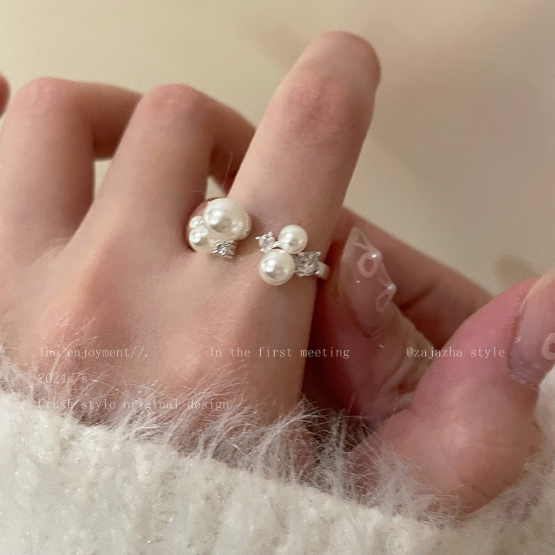 Twin Super Beautiful Open Female Light Luxury Flawless Finish Ring