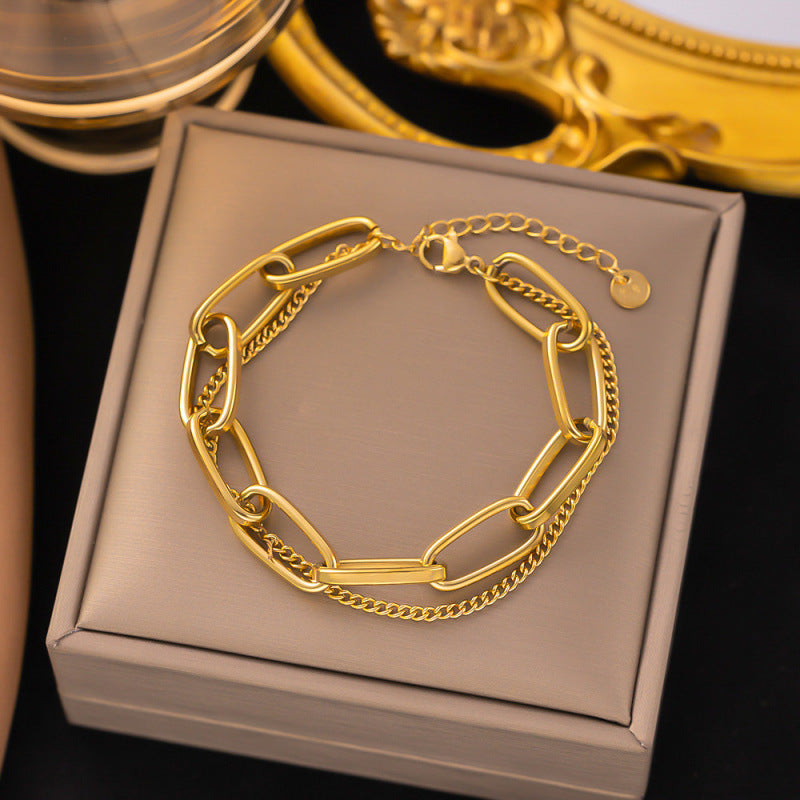 Titanium Steel Female Gold Fashion Light Luxury High Bracelets