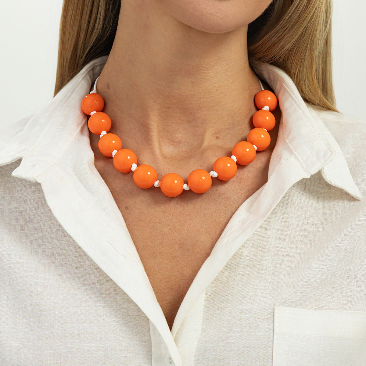 Personalized Blooming Resin Round Beads String Of Clavicle Necklaces