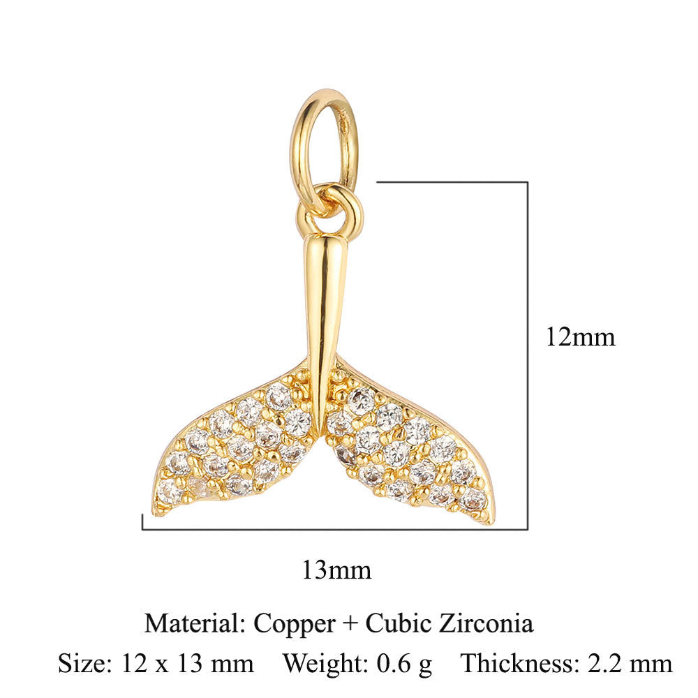 Snake Small Fish Copper Zircon Whale Tail Pendants