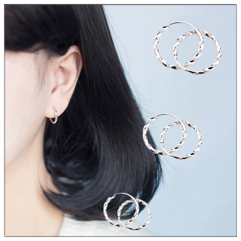 Women's Sterling Sier For Twist Small Circle Personality Fashion Earrings