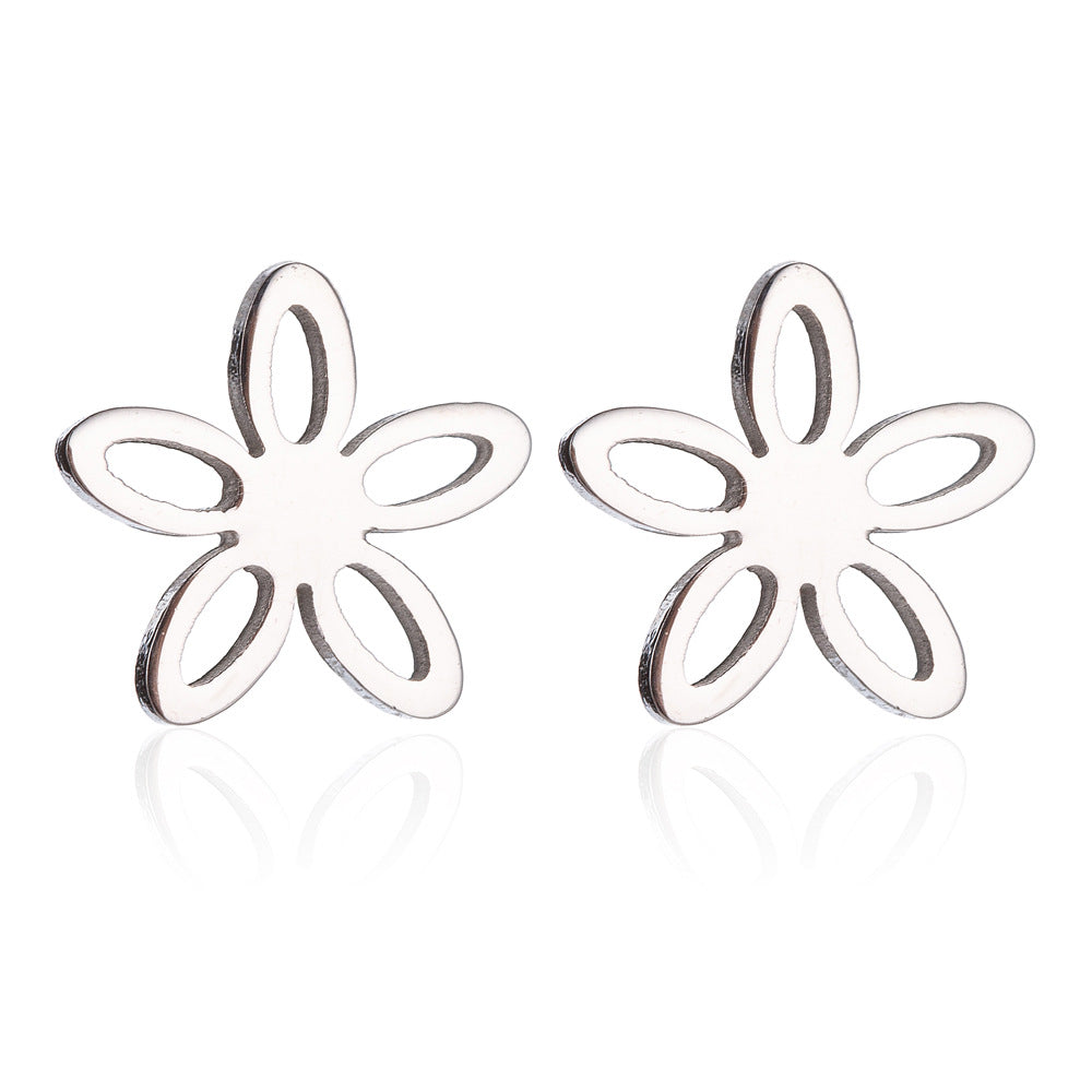 Lotus Ear Bone Hollow Origami Stainless Stud Earrings