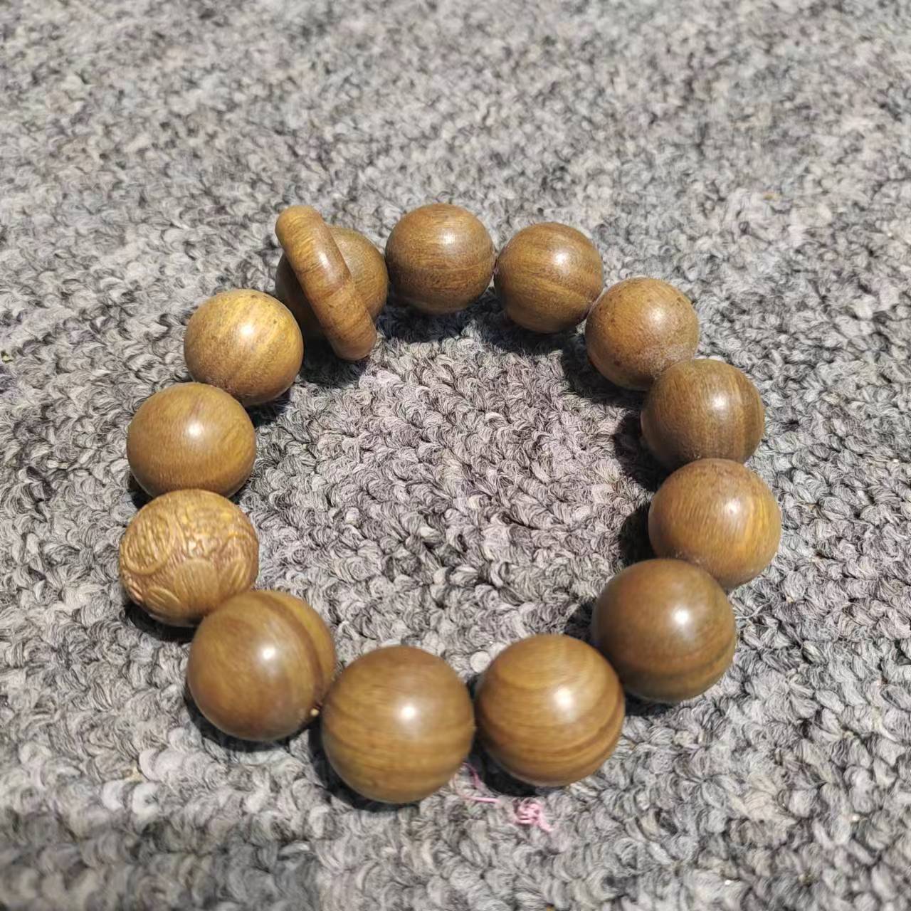 Men's Ebony Money Drawing Pi Flexible Authentic Green Sandalwood Bracelet