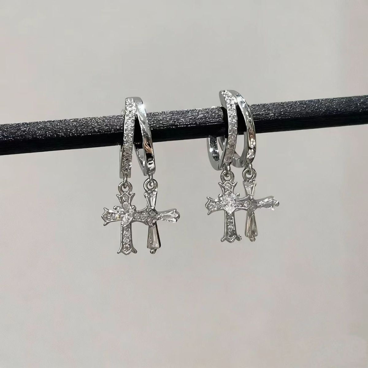 Unique Double Layer Cross Vintage Sweet Cool Personality Ear Earrings
