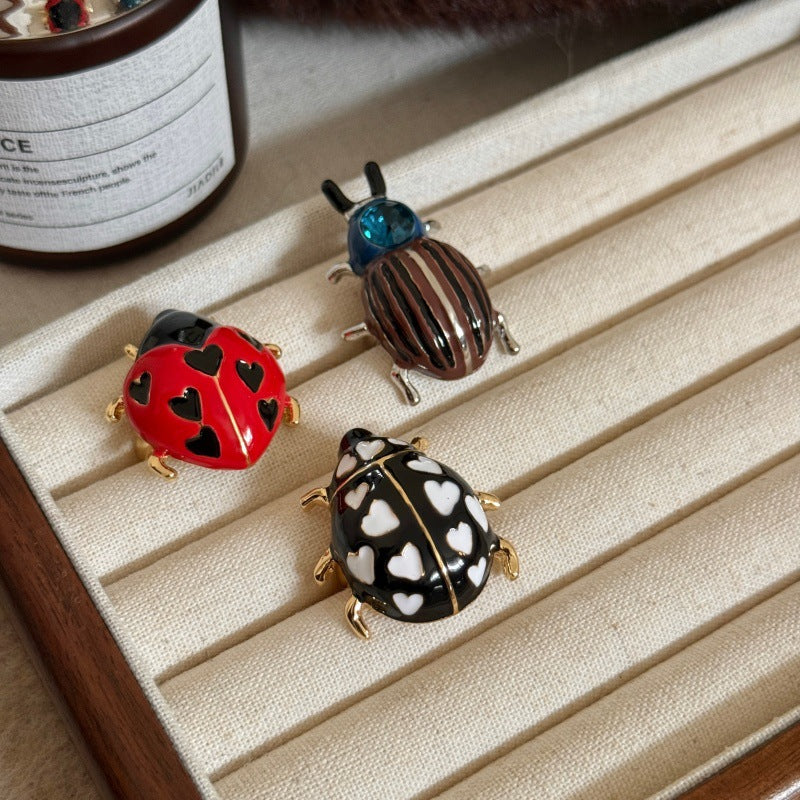 Design Gold Handmade Enamel Glaze Insect Ring