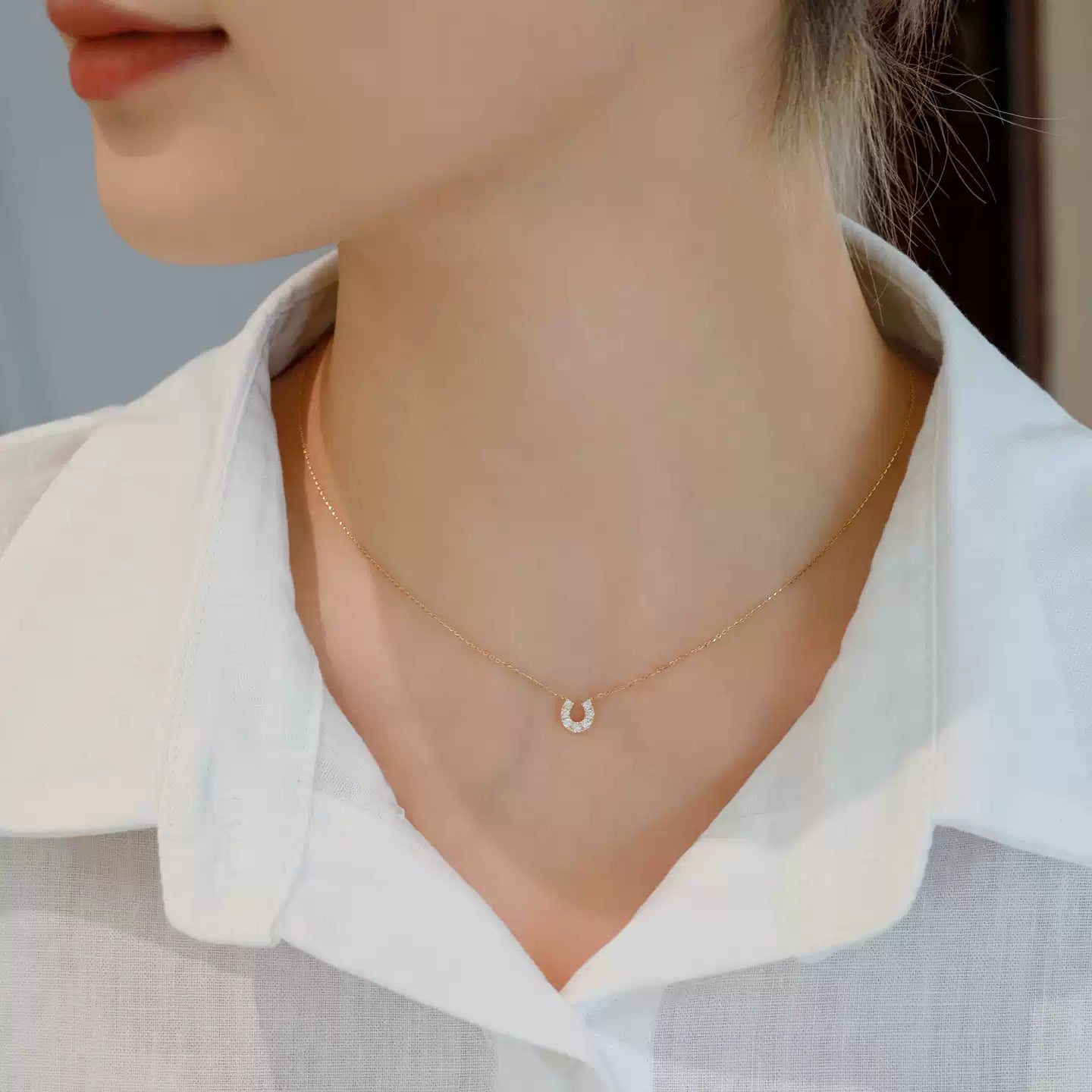 Women's Sier U-shaped Horseshoe Gold-plated Korean Style Simple Necklace