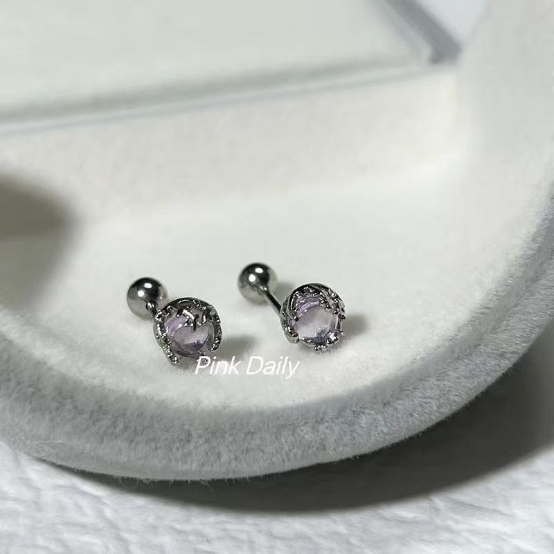 Beautiful Colorful Milk Fairy Moonstone Screw Ear Bone Stud Earrings