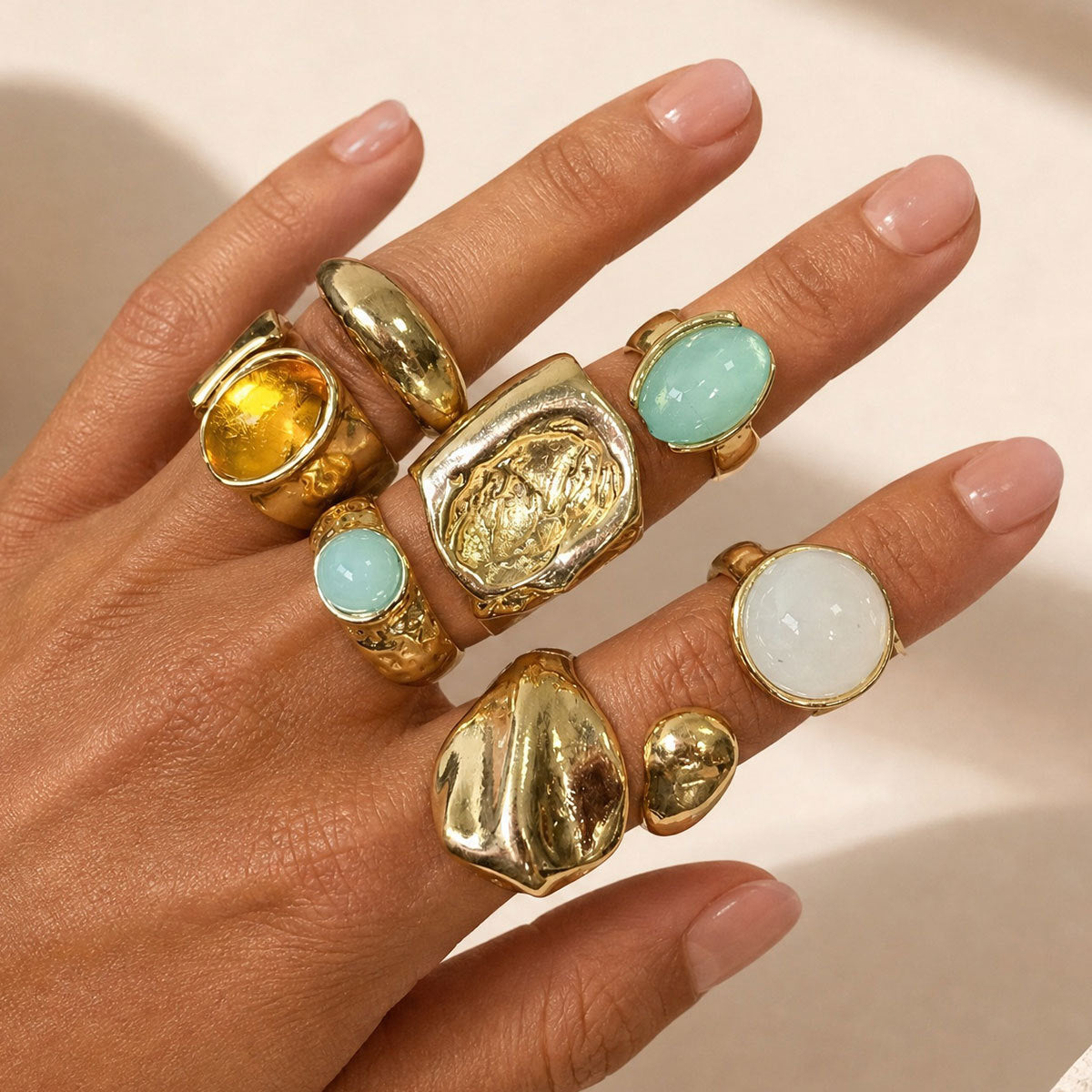 Minority Fashion Inlaid Acrylic Alloy Open Ring