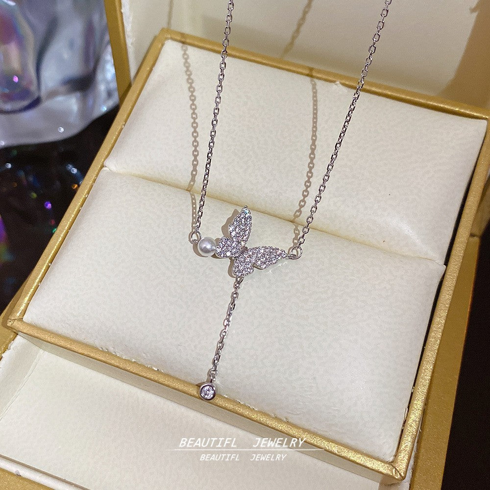 Women's Minority Simple Fashionable Elegant Zircon Clavicle Chain Titanium Steel Accessory Necklace