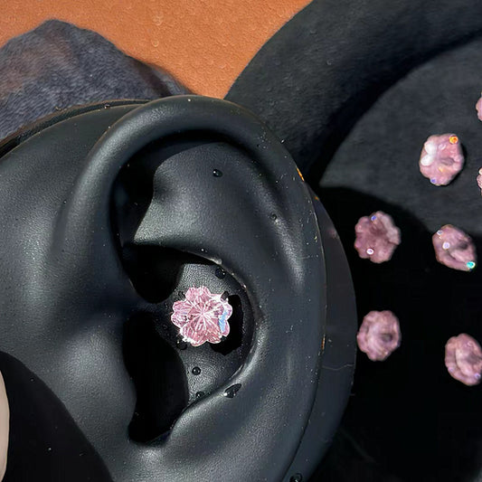 Cut Flowers Titanium Steel Ear Beautiful Bone Zircon Pin Stud Earrings