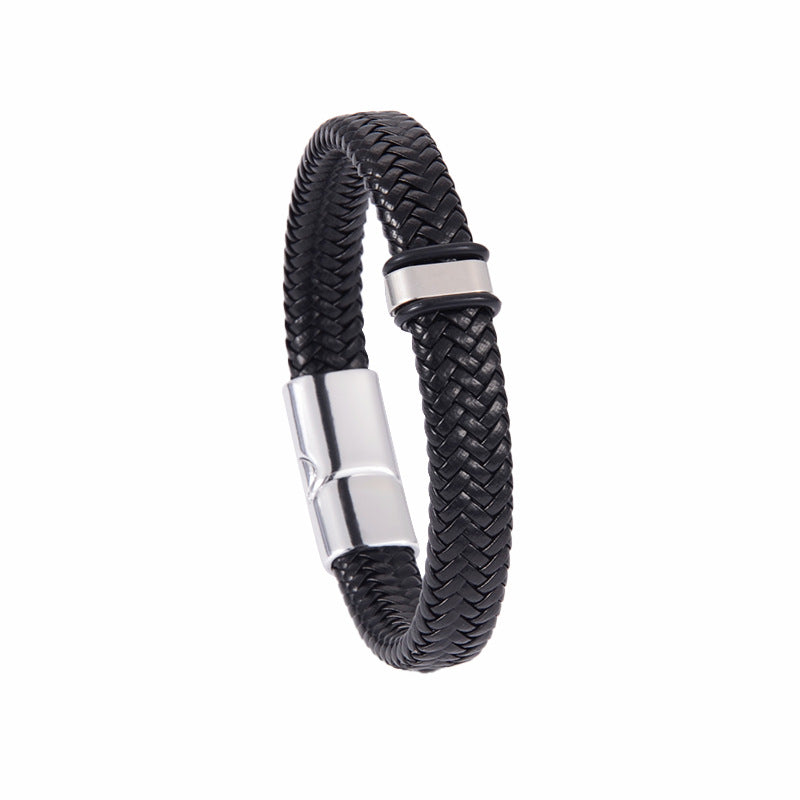 Men's Wristband Business Stainless Steel Leather Retro Style Bracelets