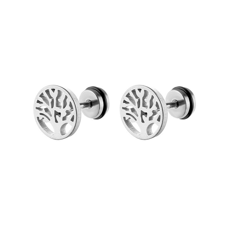 Geometric Round Big Tree High-grade Electroplating Elegant Ear Buckle