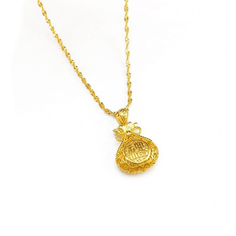 Women's & Men's Vietnam Placer Gold Hollow Lucky Bag Pendants