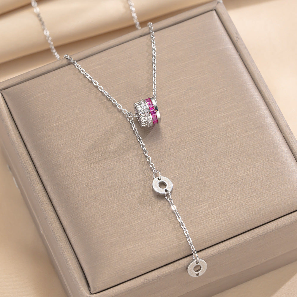 Women's Small Waist Right Rain Titanium Steel Inlaid Affordable Luxury Style Necklace