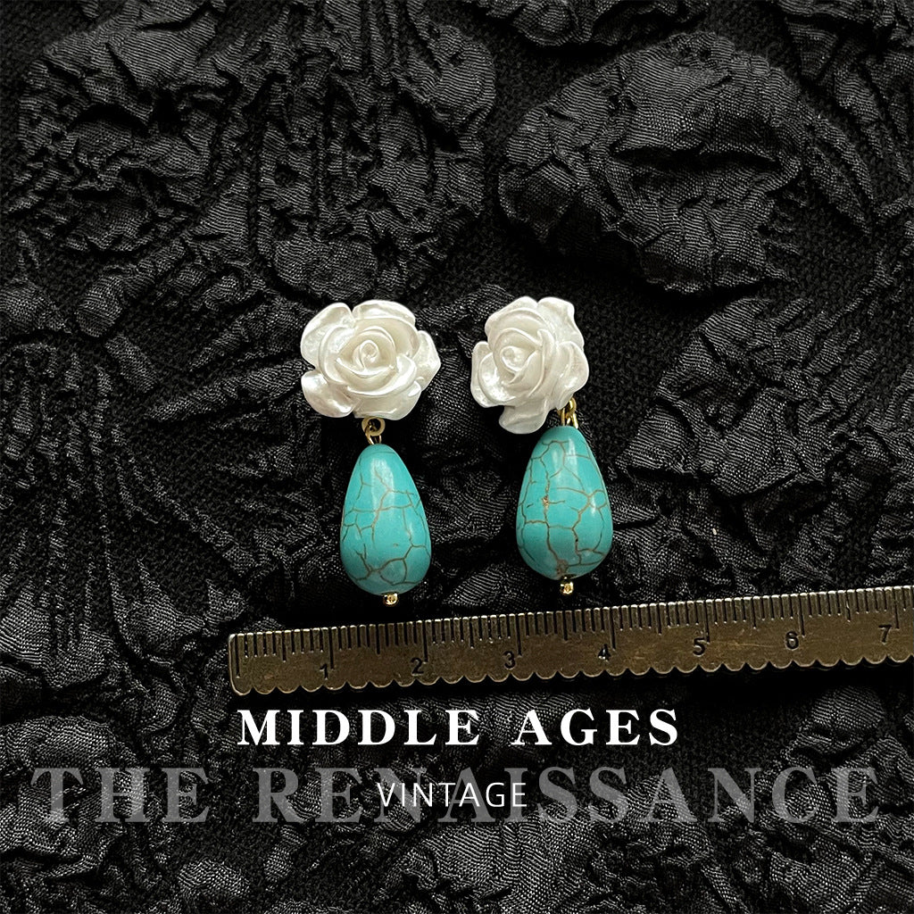 Turquoise Ancient Gold Collection Retro High-grade Earrings