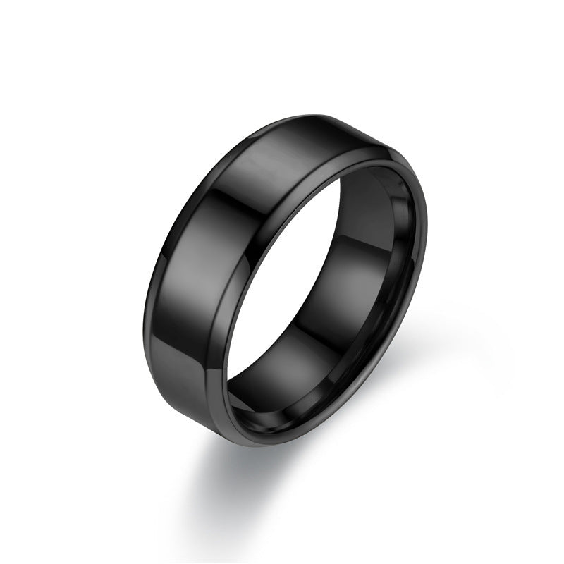 Men's Titanium Steel Frosted Glossy Stainless Brushed Rings