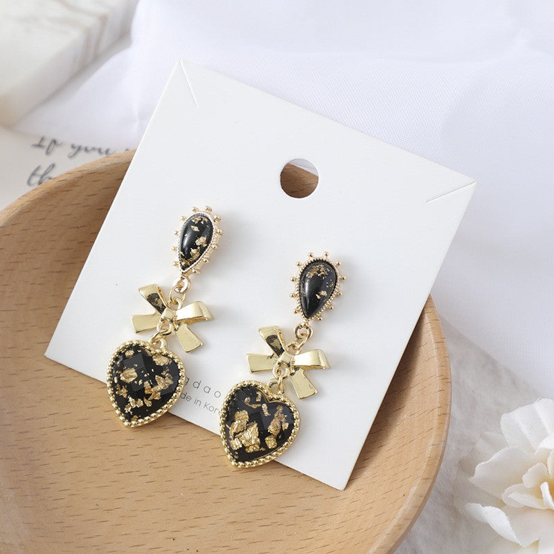 Needle Dream Resin Love Heart Water Drop Bow Ear Clip Stud Earrings