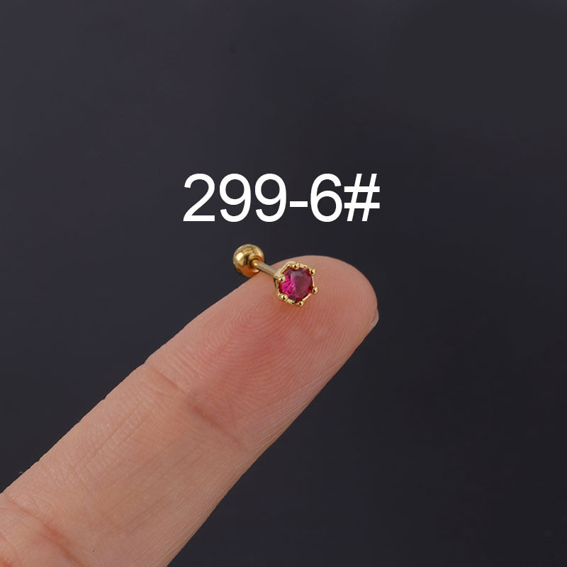 Steel Fine Rod Piercing Ear Bone Spring Popular Color Simple Stud Earrings