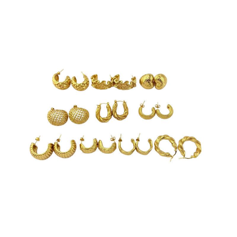 Twist Pleated Design Shaped Fashion Commuter Style Simple Versatile Elegant Earrings