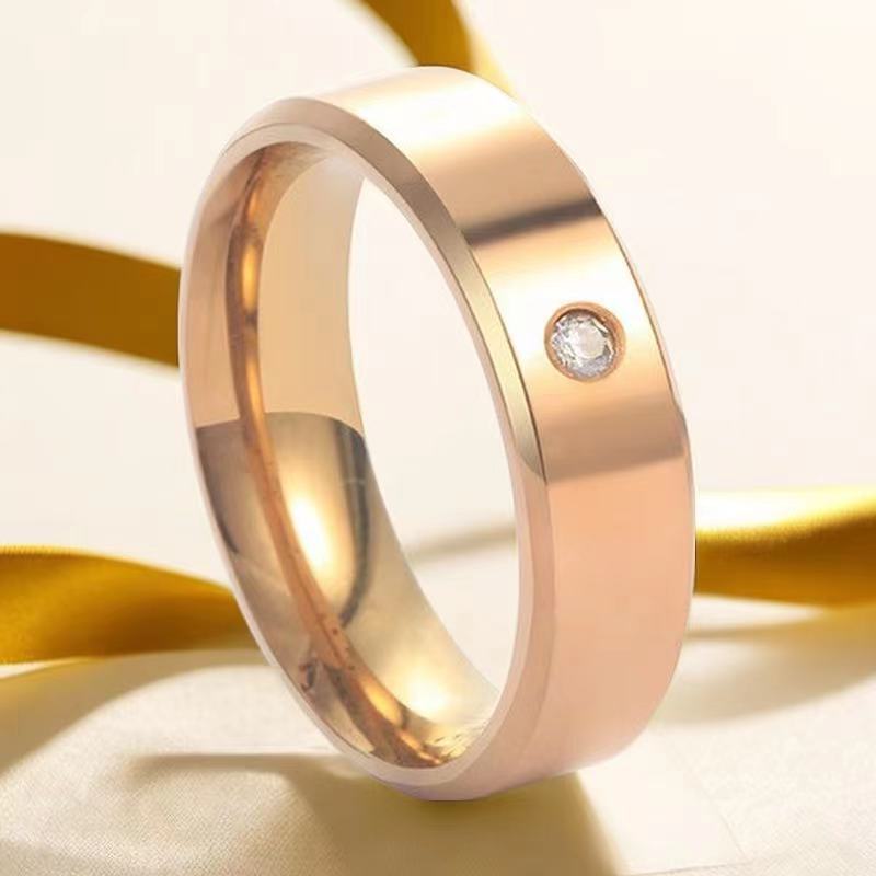 Steel Couple Pairs Of Wind Diamond Niche Simple Rings