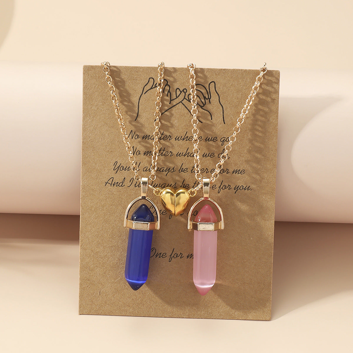 Prism Couple Magnetic Natural Stone Crystal Pendants