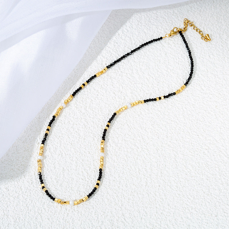 Luxury Titanium Steel Real Gold Clavicle Necklace