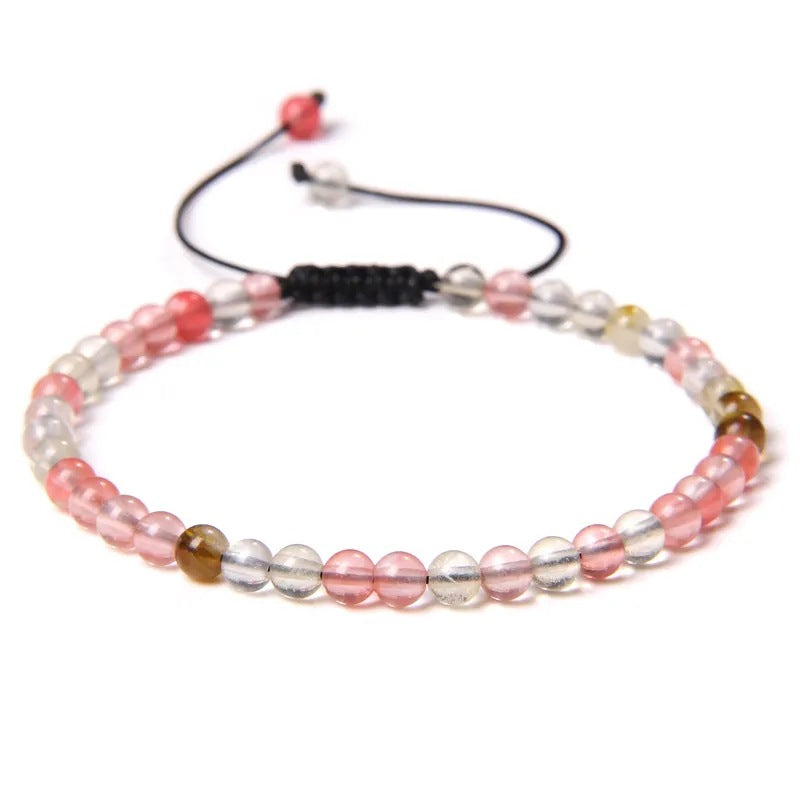 Agate Stone Braided Adjustable Gemstone Beads Bracelet