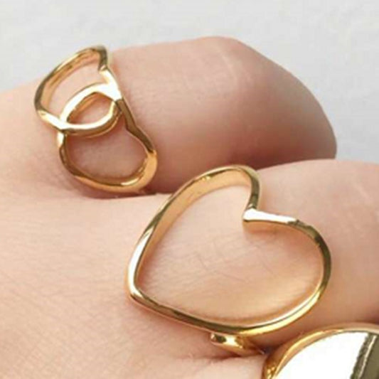 Gold-plated Hollow Heart Love Index Finger Middle Ring