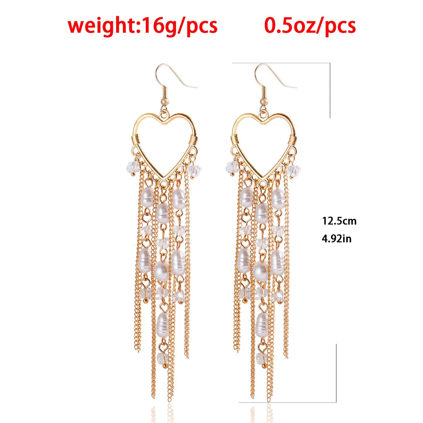 Women's Fashion Splendid Diamond Tassel For Elegant Heart Long Earrings