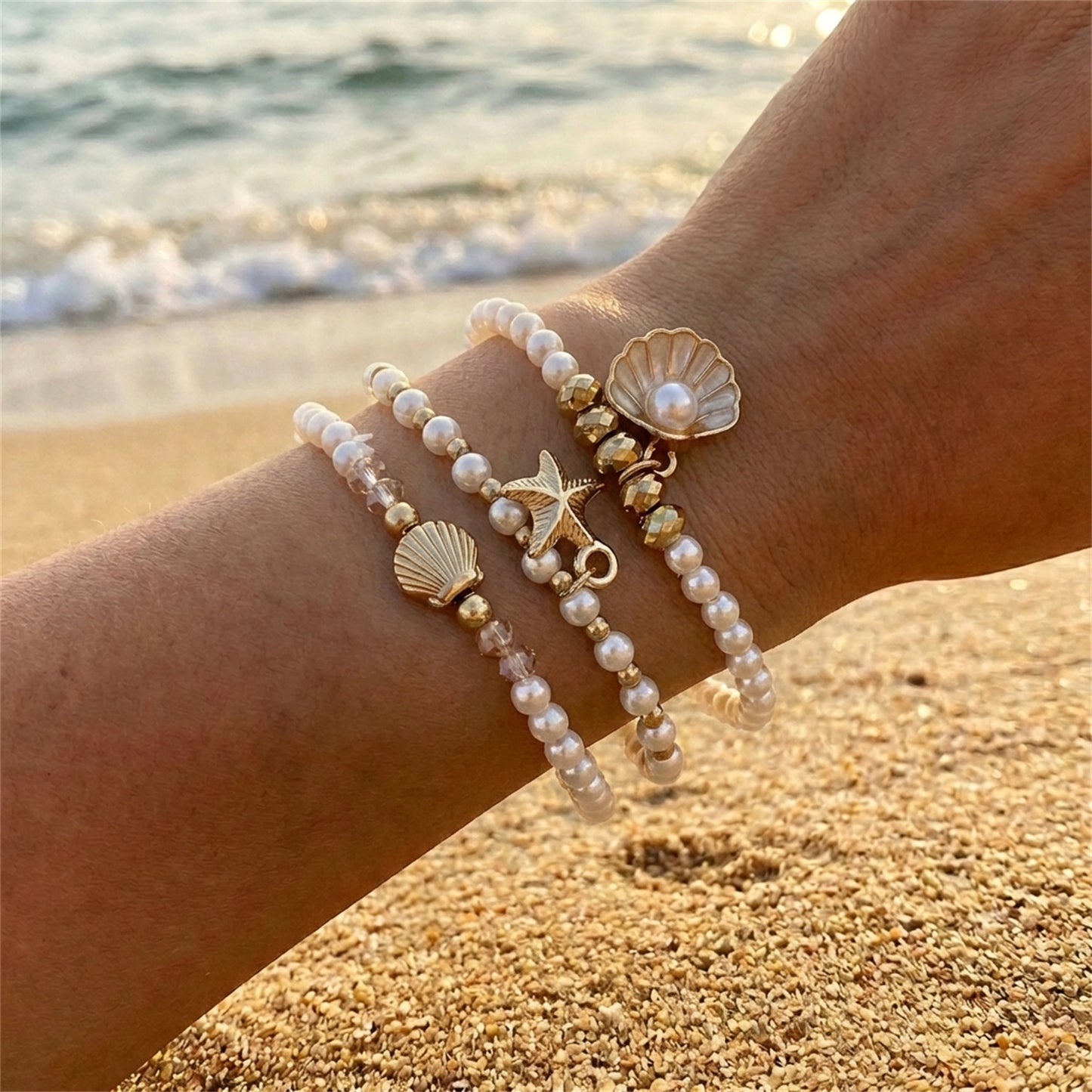 Bohemian Starfish Shell Summer Beach Bead Bracelets