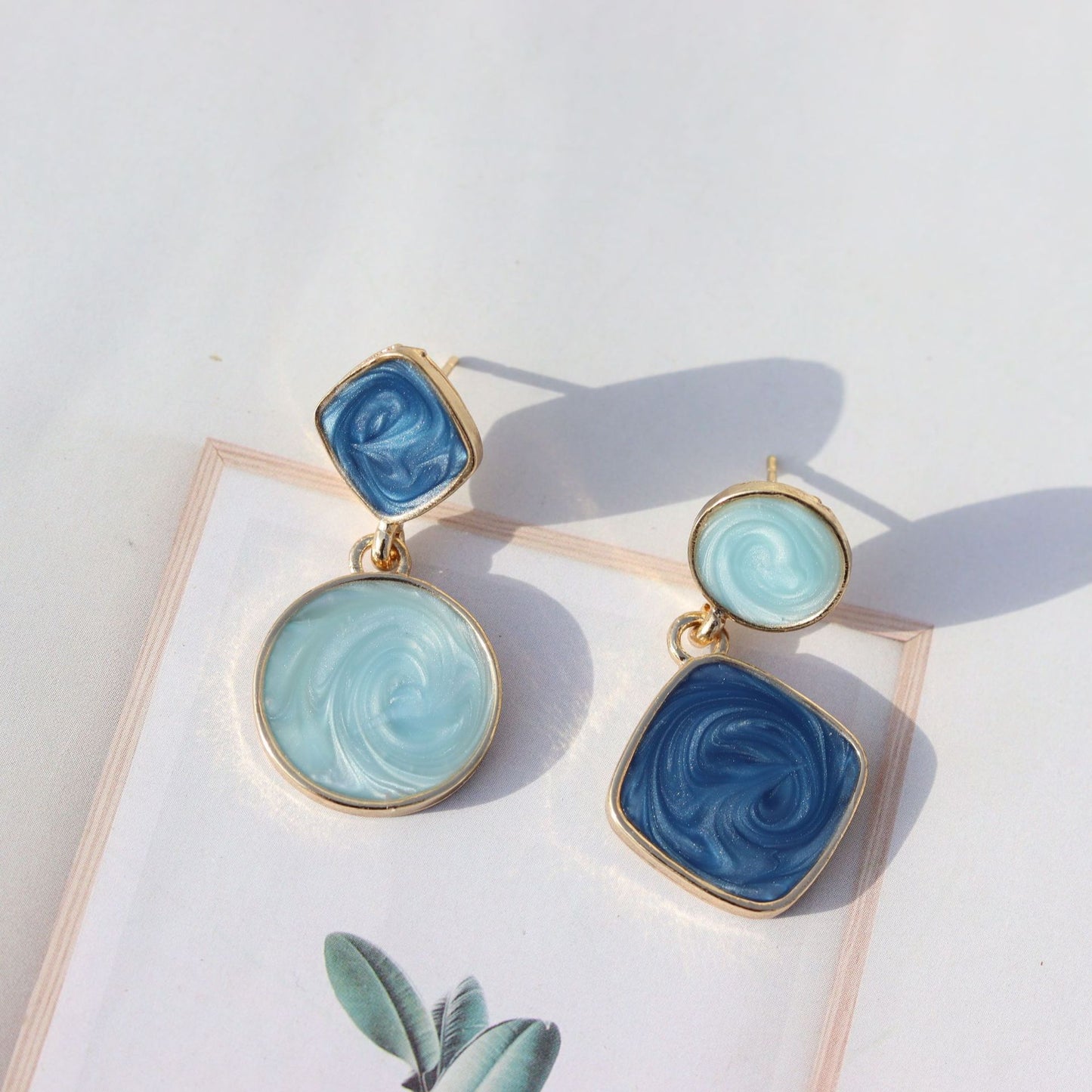 Asymmetric Simple Dripping Oil Style Painting Starry Stud Earrings