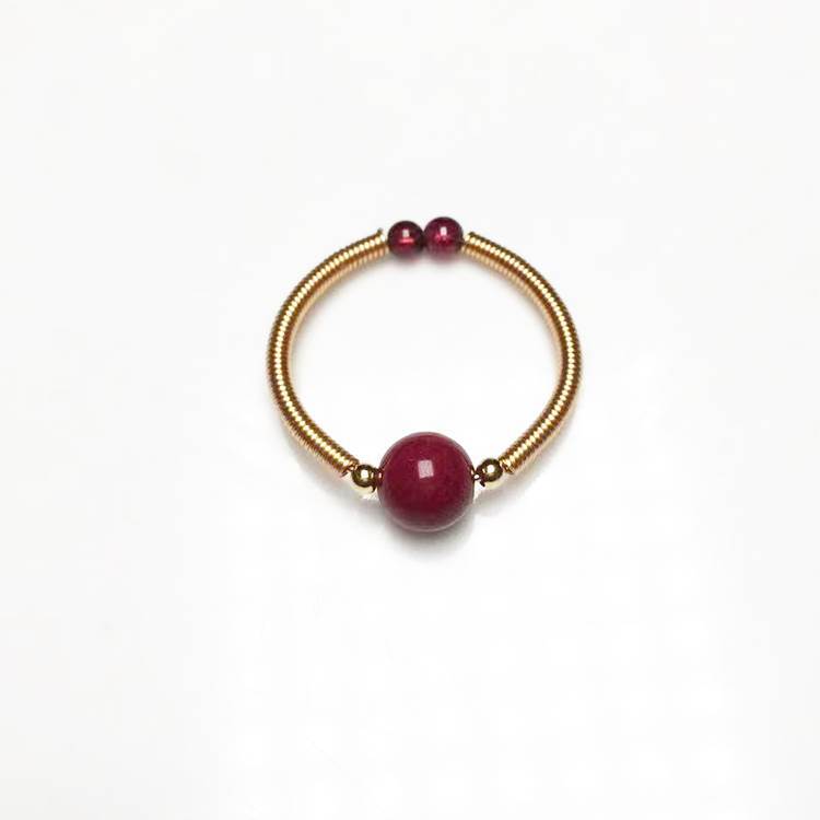 Crystal Garnet Labradorite Hair Purple Mica Cinnabar Winding Female Ring