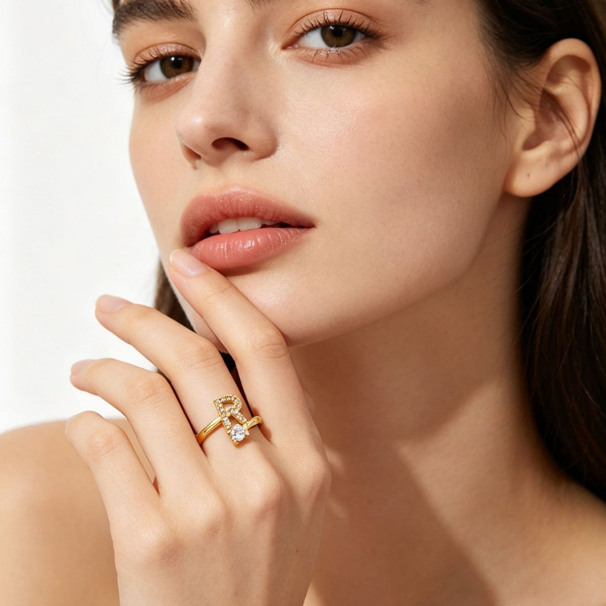 Gold Letter Open Male Female Personality Rings