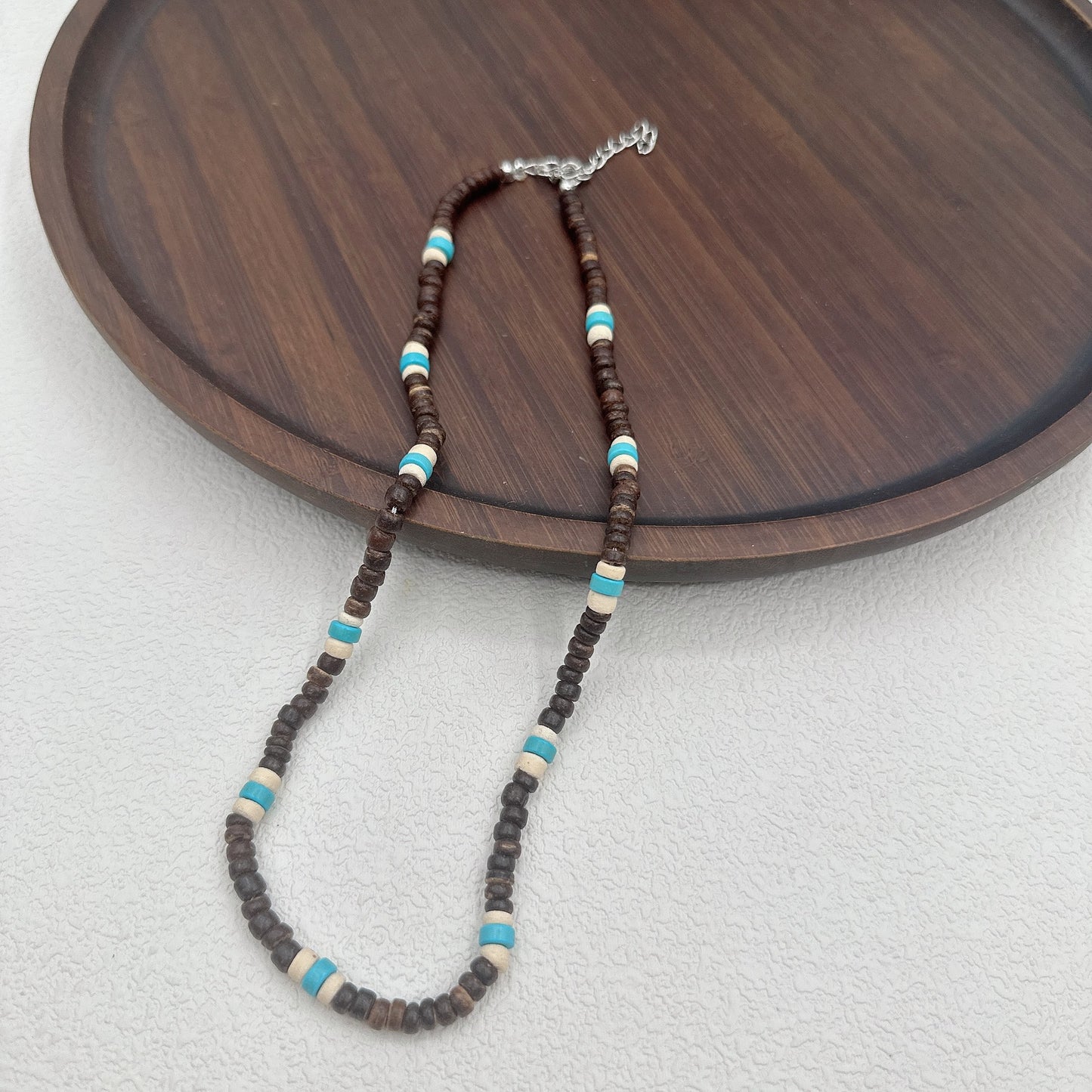 Women's & Men's Style Coconut Shell Wooden Bead Mixed Color Boys Clavicle Chain Necklace