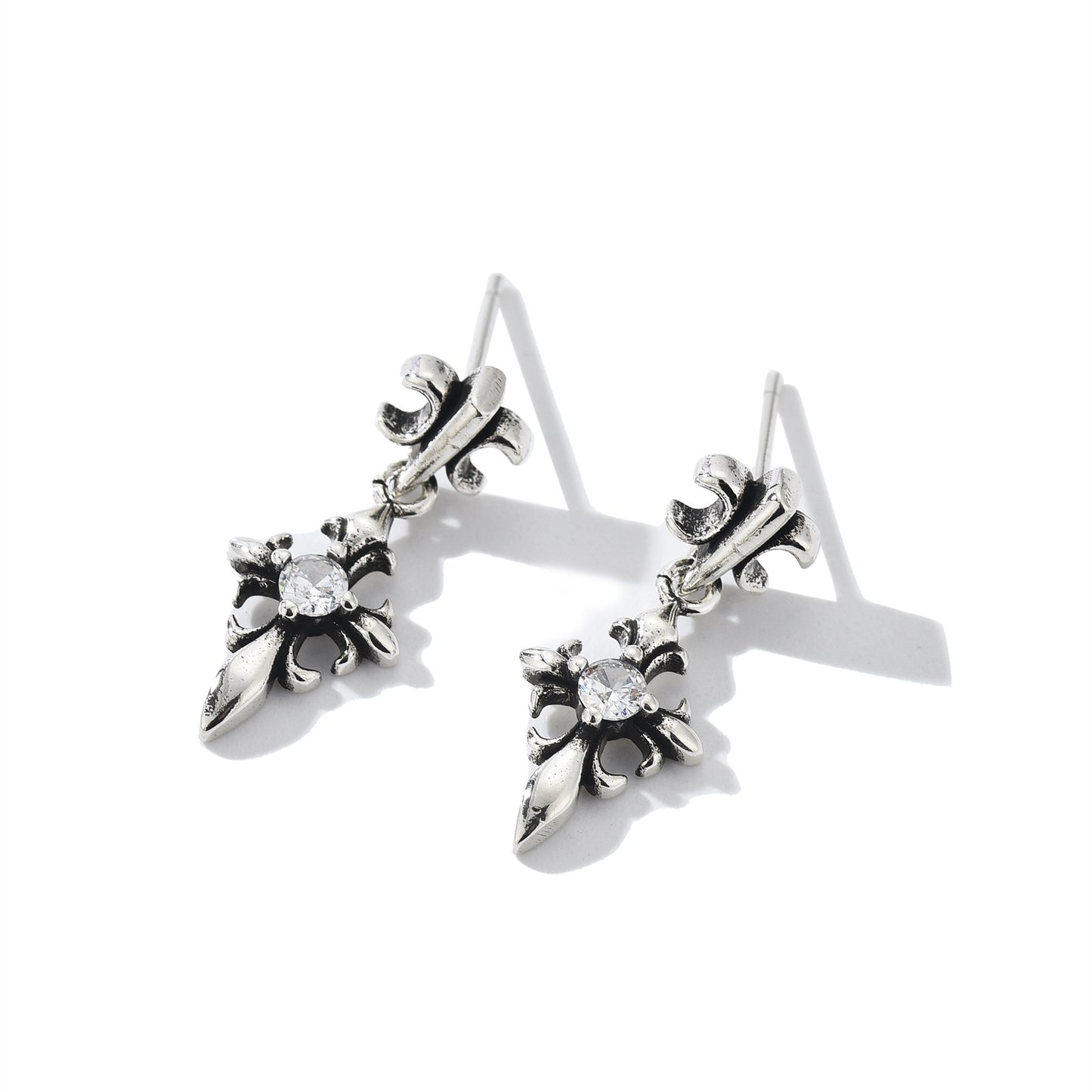 Women's & Men's Scout Flower Sterling Sier Retro Distressed Light Luxury Personality Stud Earrings