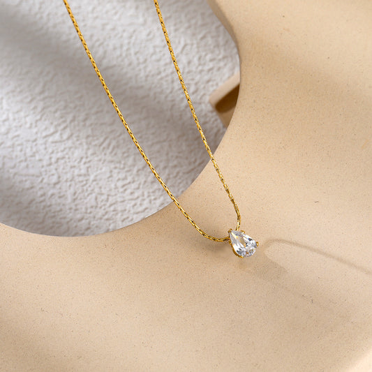 Drop-shaped Titanium Steel Gold Plated Simple Exquisite Clavicle Chain Necklace